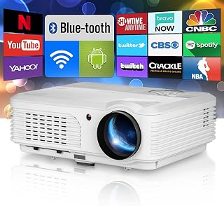 Wireless TV Projector Bluetooth 4400 Lumen 2020 Android OS 1280x800 WXGA WiFi Home Entertainment Projectors Airplay Miracast Full HD 1080P Support for Gaming HDMI DVD USB Outdoor Movies
