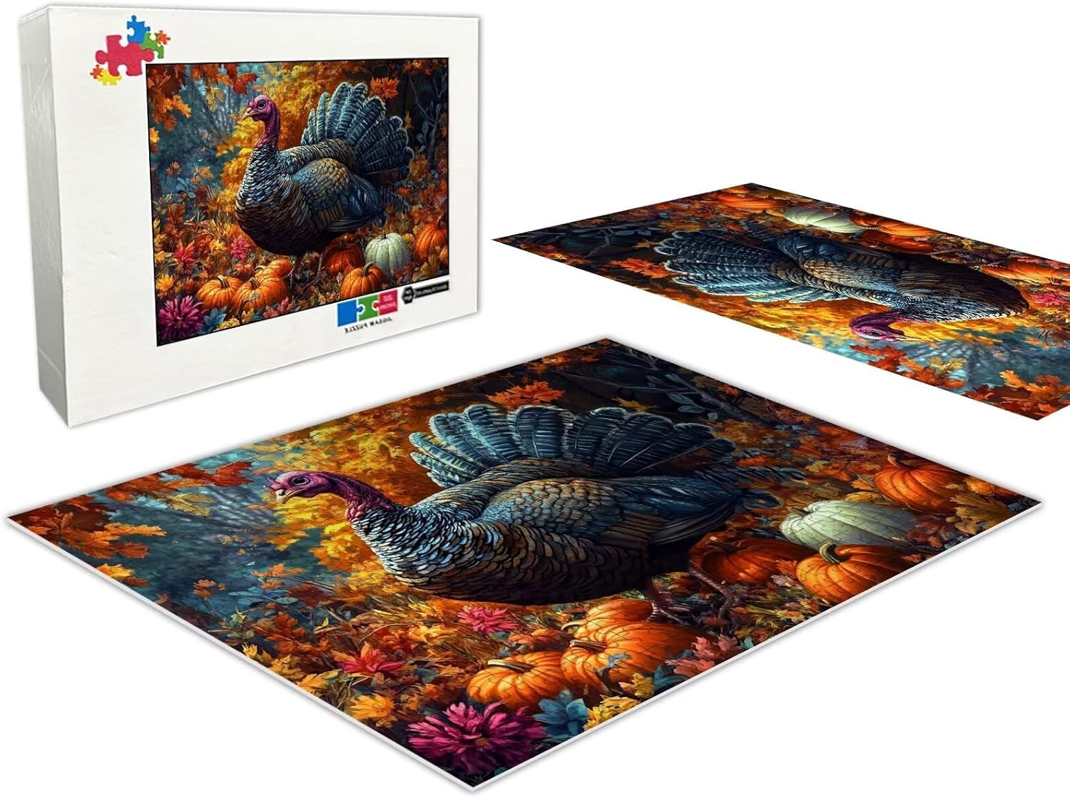 Forest Pumpkin Turkey Jigsaw Puzzle, 500 Pieces Thanksgiving Jigsaw Puzzle, Each Piece is Fittable