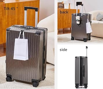 Aluminum Frame Luggage with Zipper, Sturdy, Thick and Durable Suitcase, Men's 24 Inch Travel Boarding Password Box,Grey,20in