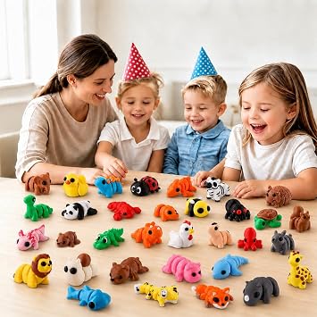 XIMISHOP 36 PCS Mini 3D Printed Animals Flexible Articulated Fidget Toys