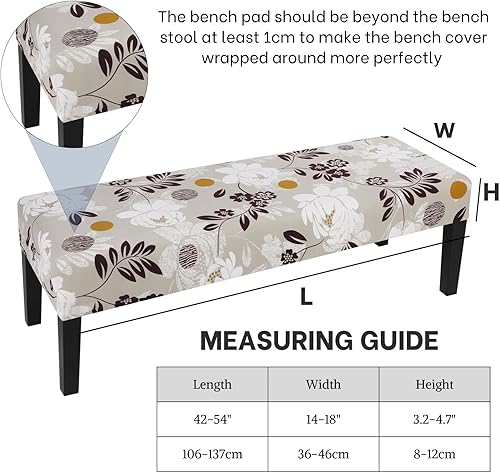 Vista 34 de SearchI Funda para banco de comedor, fundas largas elásticas y lavables para asiento de banco de banco rectangular, para comedor, sala de estar