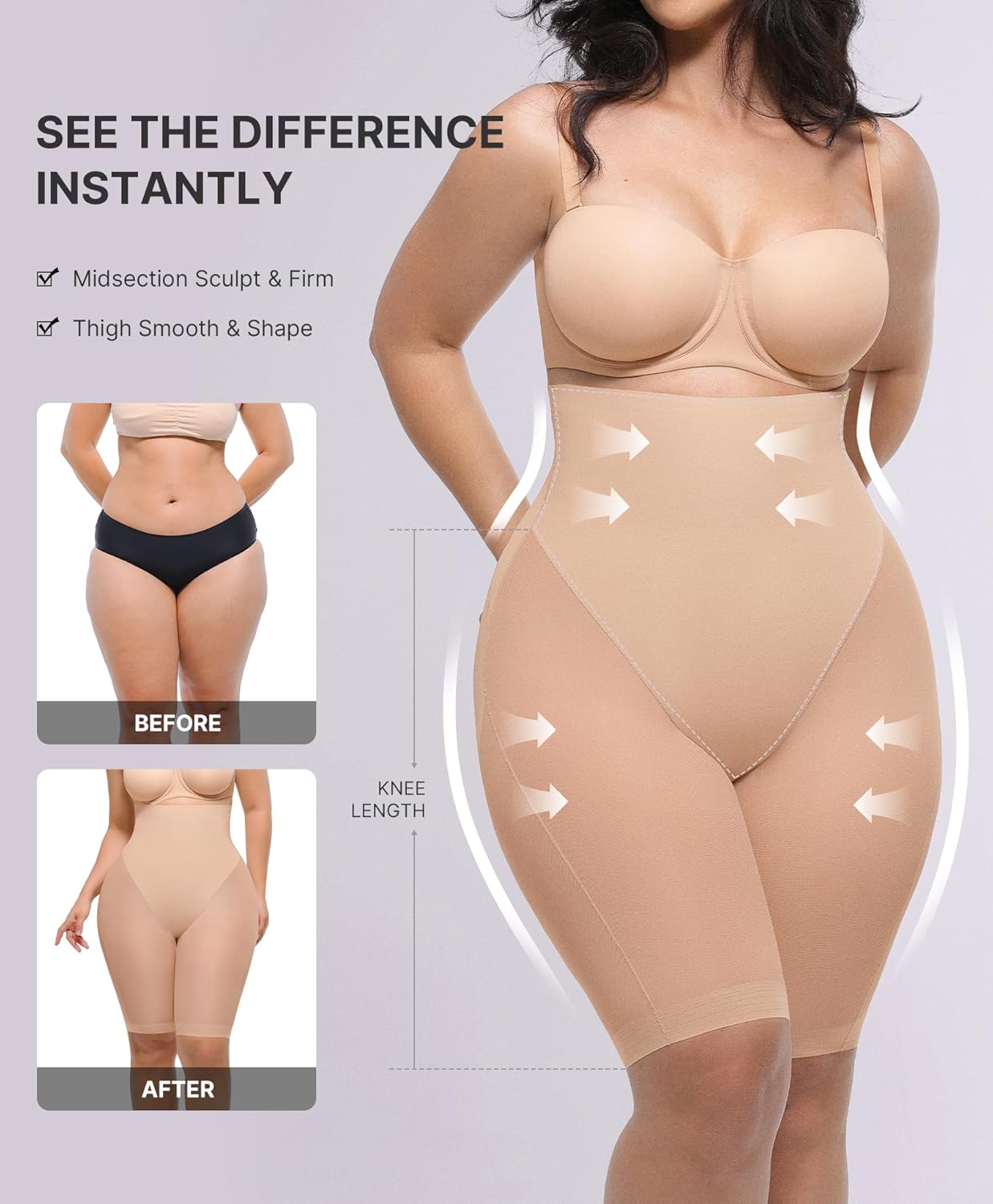 SHAPELLX Butt Lifting Shapewear for Women Tummy Control Body Shaper Faja Shorts High Waisted Girdle Mesh Compression Panties - Image 3