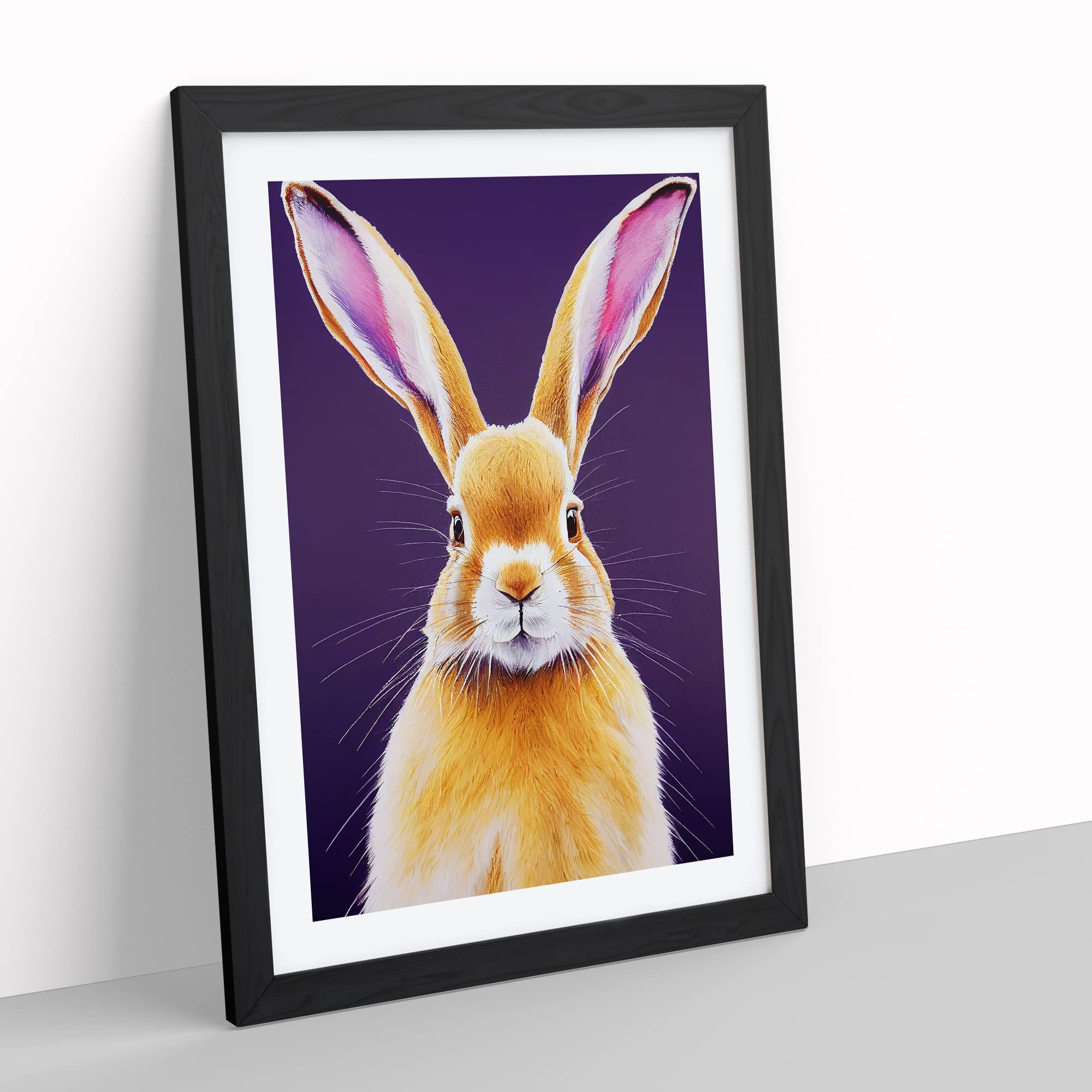 Young Hare Framed Print, Black, A3 (34 x 46 cm) - Image 3