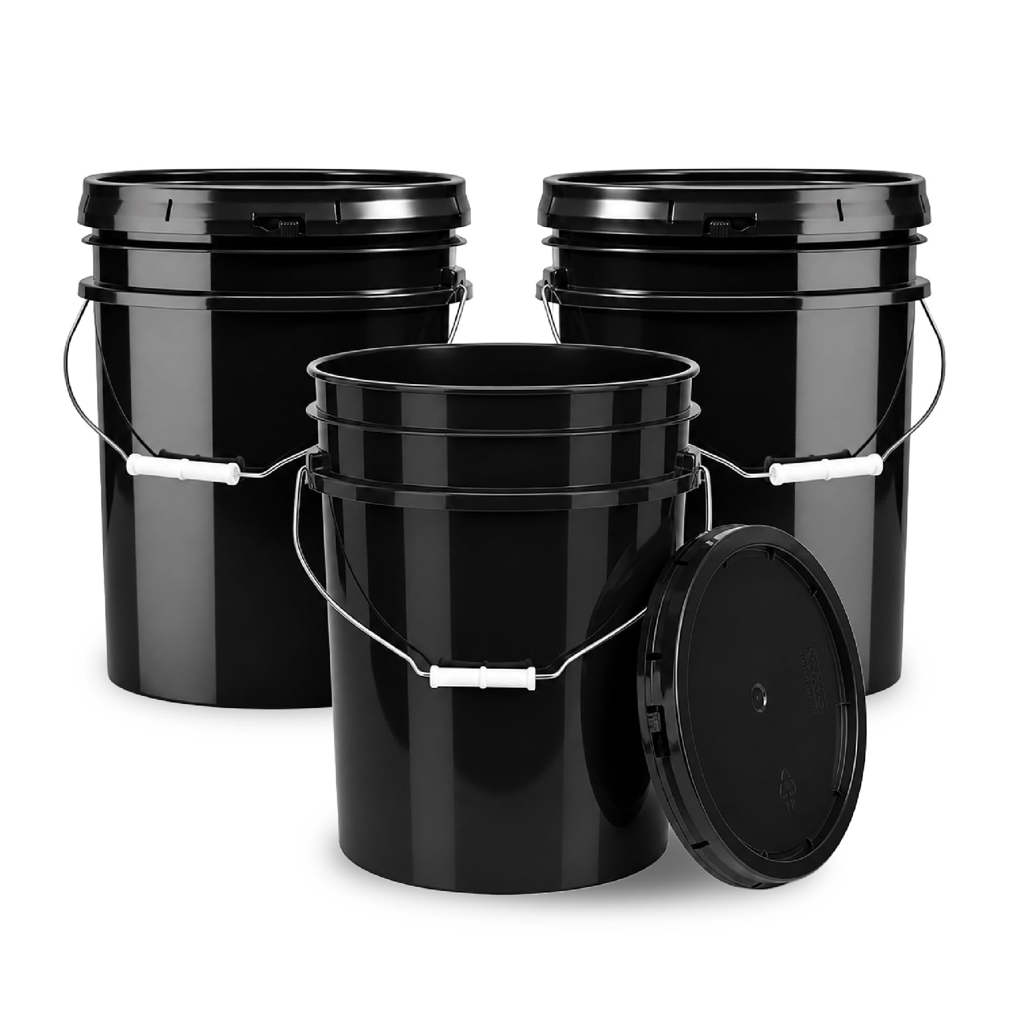 ePackageSupply 5 Gallon Bucket - Food Grade w/Lid BPA-Free, 3 Pack - Black