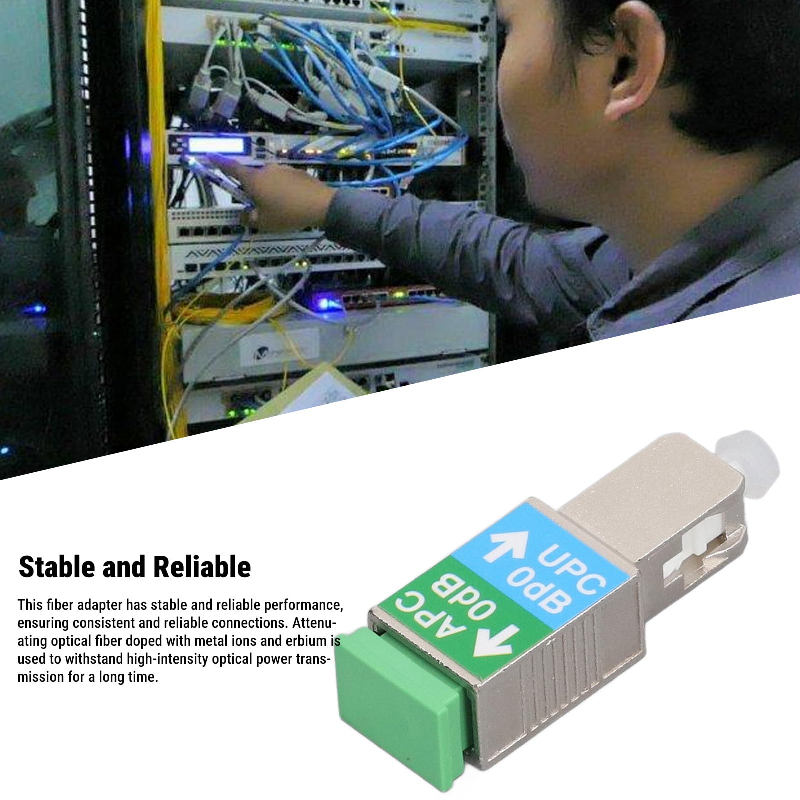 Adattatore per Fibra Ottica, Attenuatore per SC, Adattatore SC-UPC Maschio a Femmina da 1200 Nm a 1600 Nm, Connettore per Fibra Ottica Ibrida per