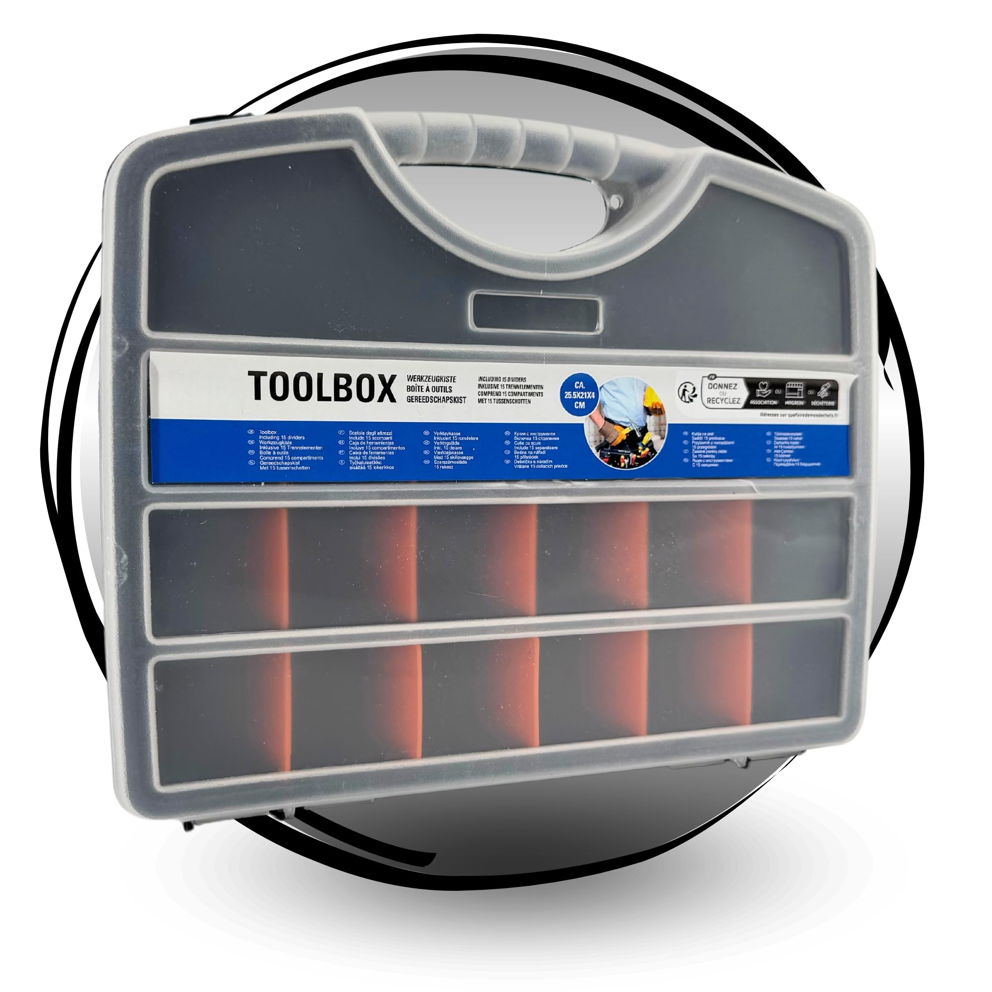 TronicXL 10 Stück Sortimentskasten Sortimentsboxen Sortierbox für Kleinteile I Innenteiler anpassbar I bis zu 25 Fächer I Werkstatt stapelbar Kleinteilemagazin Aufbewahrungsbox Schrauben Nägel Dübel