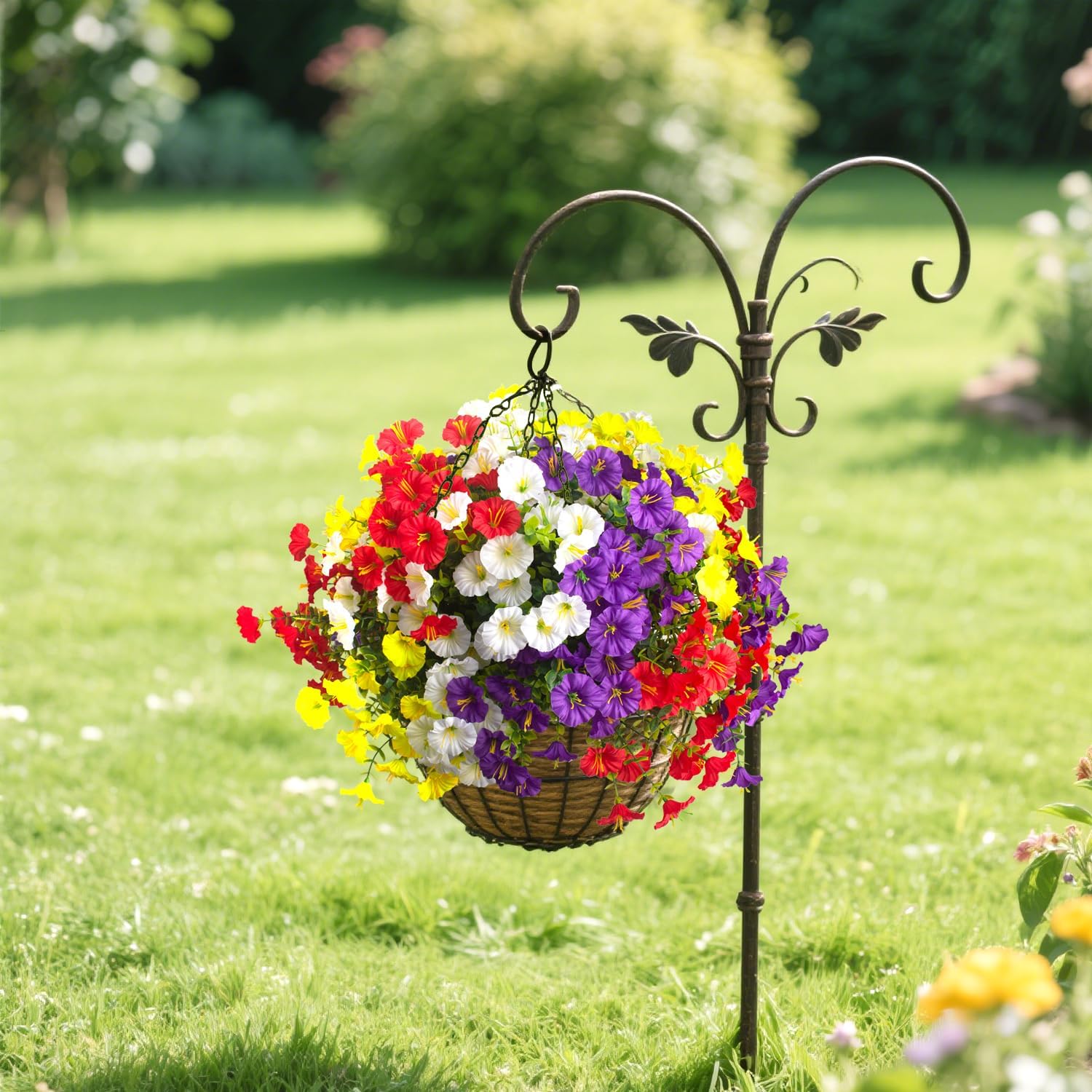 Grunyia Artificial Morning Glory Flowers, 12 Bundles UV Resistant Fake Outdoor Flowers, Faux Plastic Plants for Porch, Window Box, Patio, Garden and Yard Decoration(Mix1)