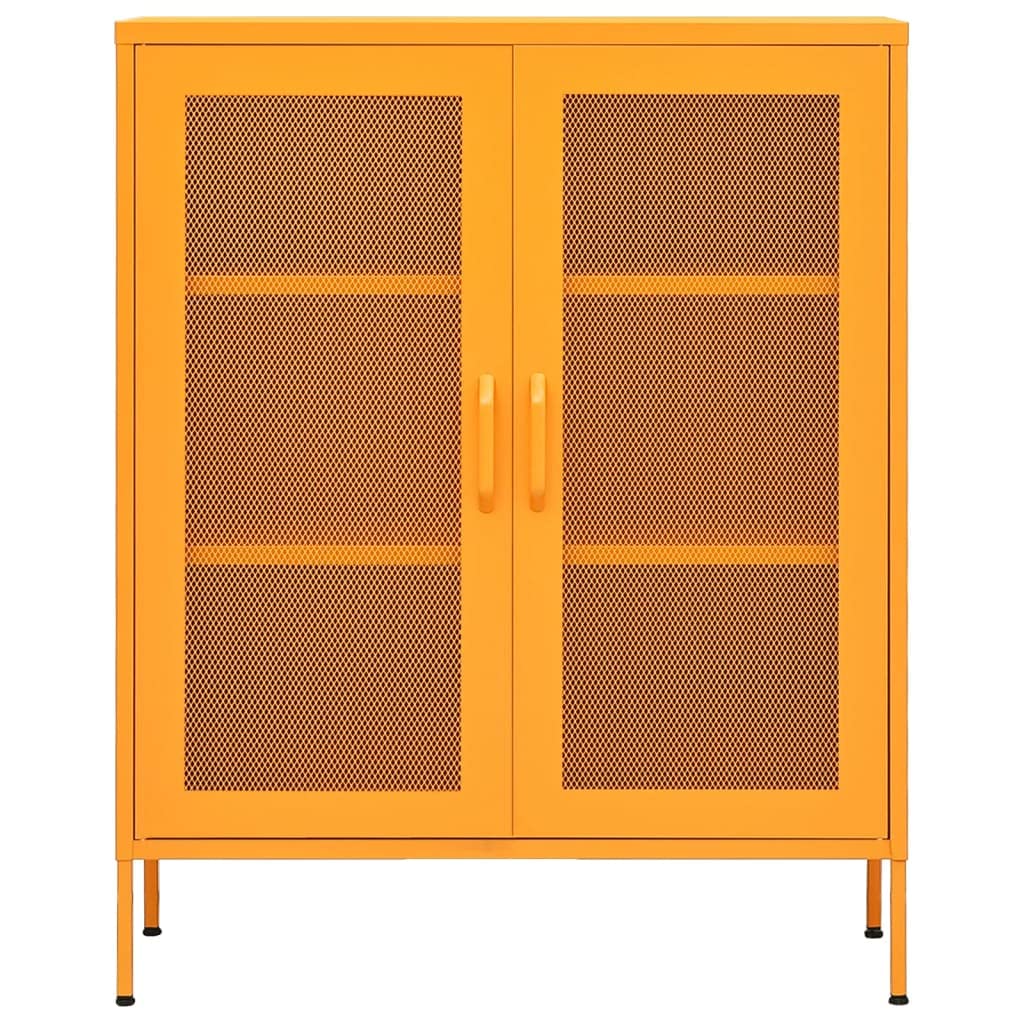 Armadio da ufficio, autoportante, in metallo, per aziende, ufficio, scuola, giallo senape, 80 x 35 x 101,5 cm, in acciaio (facile da montare)
