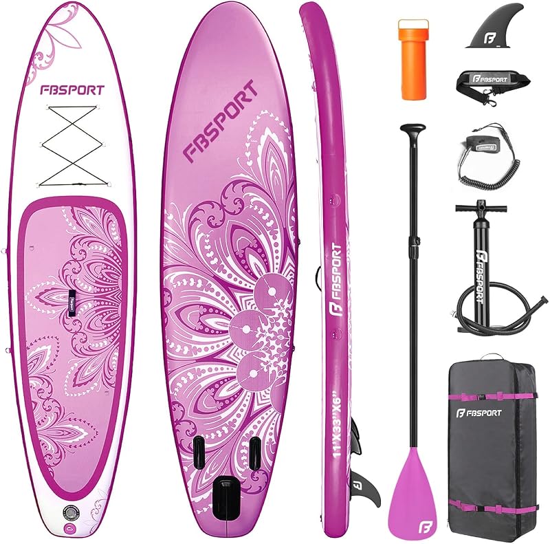 FBSPORT Tavola da SUP Gonfiabile SUP, Stand Up Paddling Board, Stand Up Paddle Board Gonfiabile per Stand Up Paddling 15CM Spessore, Surf con Alluminio Regolabile SUP Paddle + Pompa