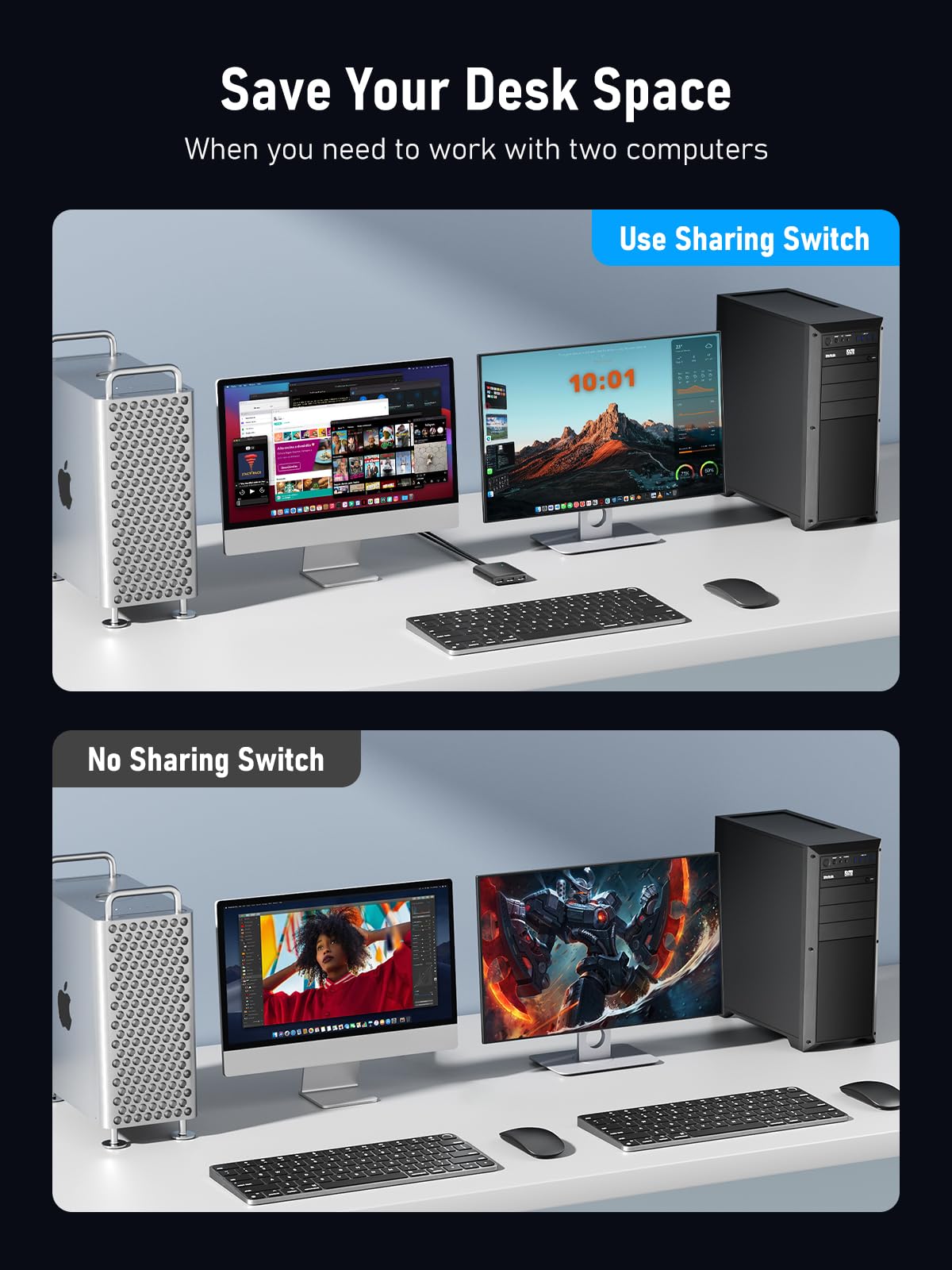 Amazon | USB スイッチャー 2 in 3 out Lemorele USB 共有スイッチャー