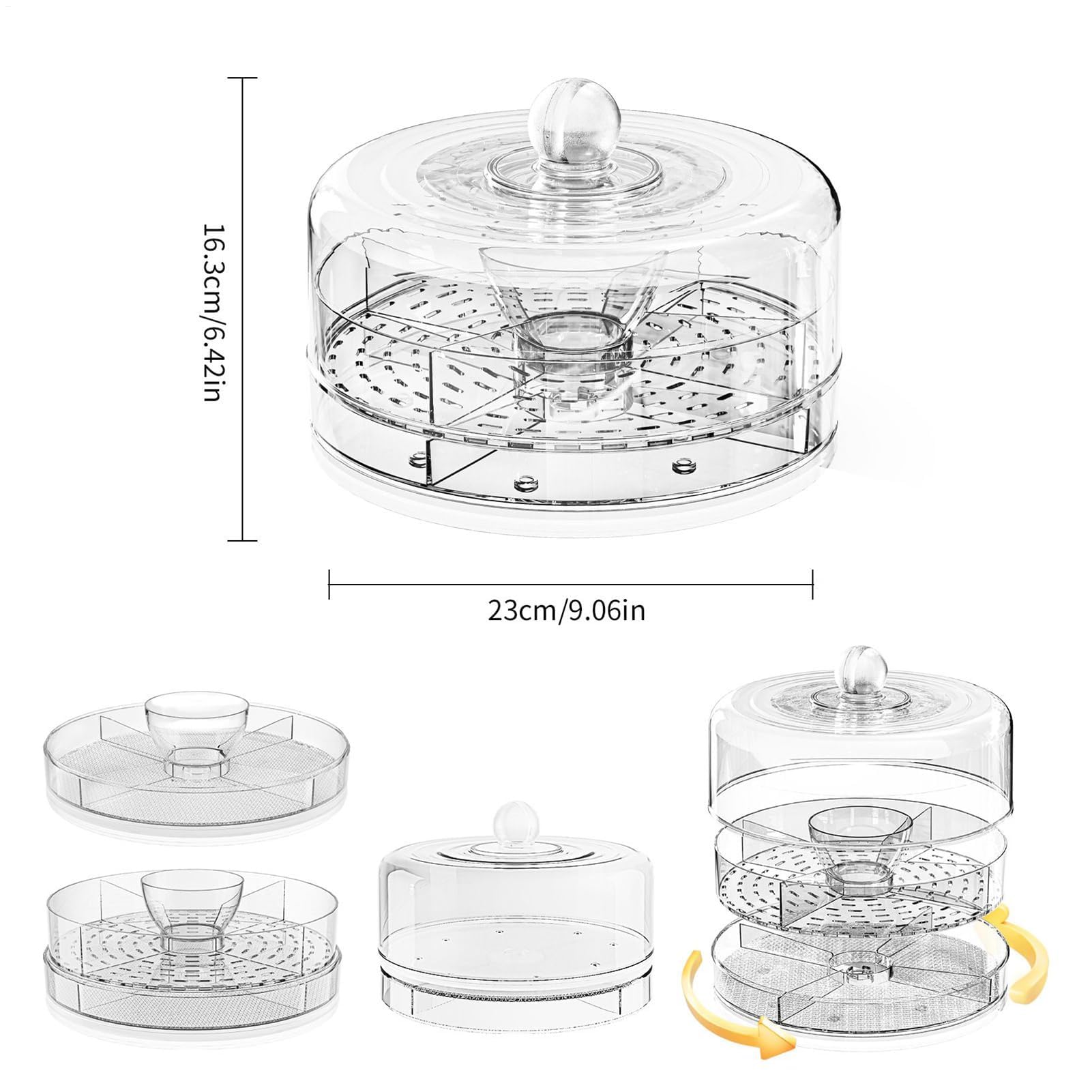 Bandeja refrigerada con tapa, 23 x 16,3 cm, ideal para alimentos fríos, camarones, cócteles, frutas, hielo, aperitivos, fiestas, picnics, camping, cumpleaños