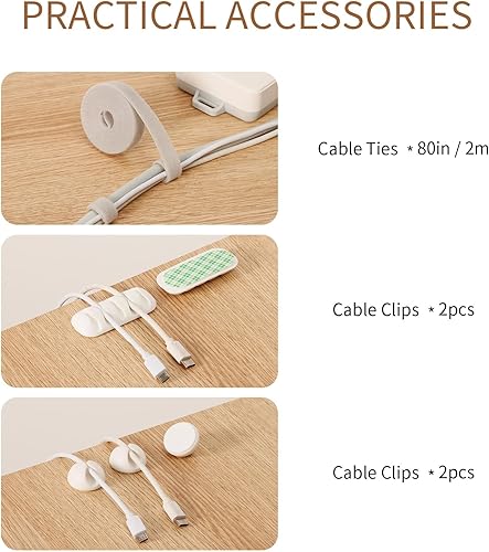 Miniatura 6 de Caja de organización de cables, organizador de cables de extensión de madera, caja de regleta de alimentación hecha a mano para TV, computadora,
