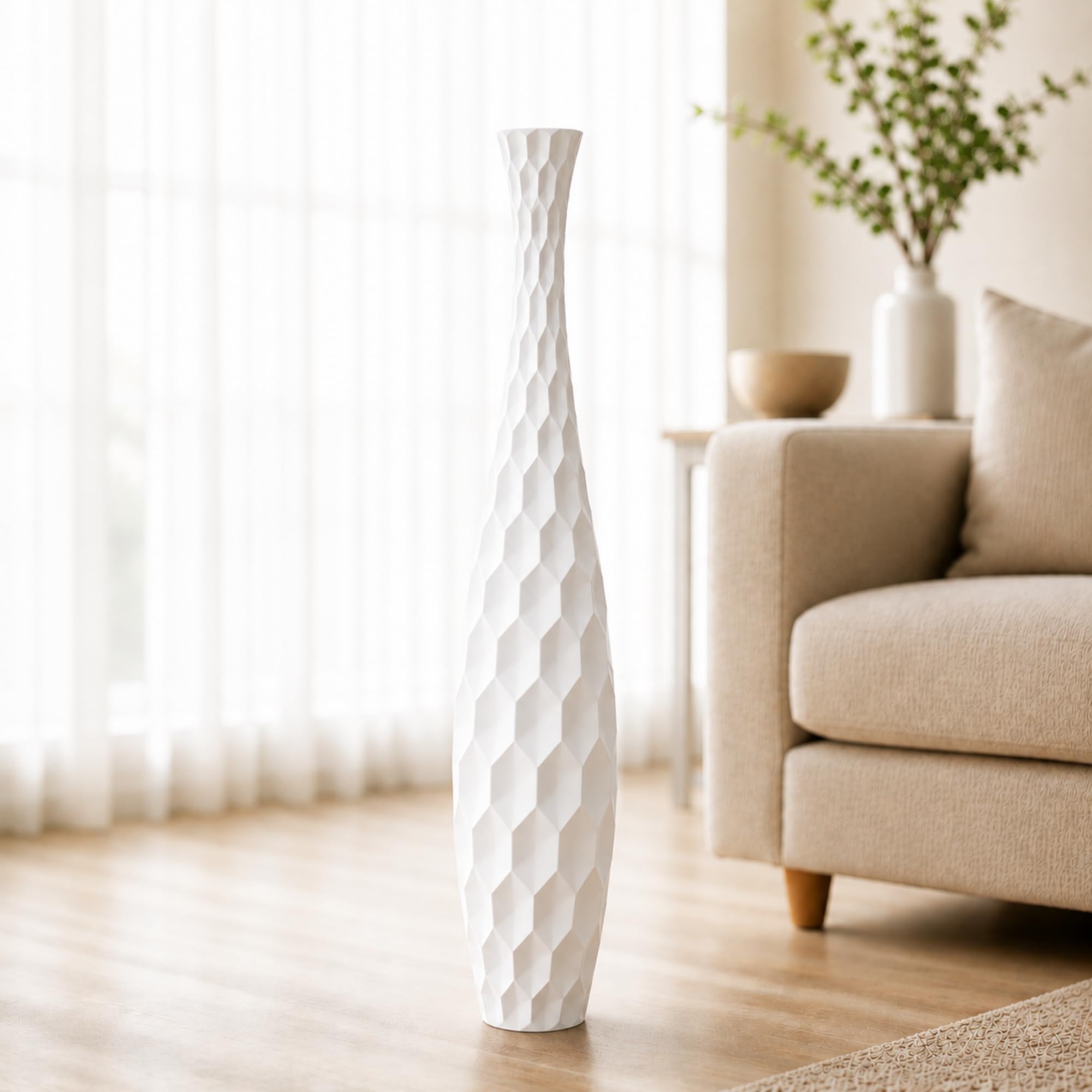 Leewadee Large Floor Vase 34 inches Mango Wood for Pampas Grass, Dried Flowers