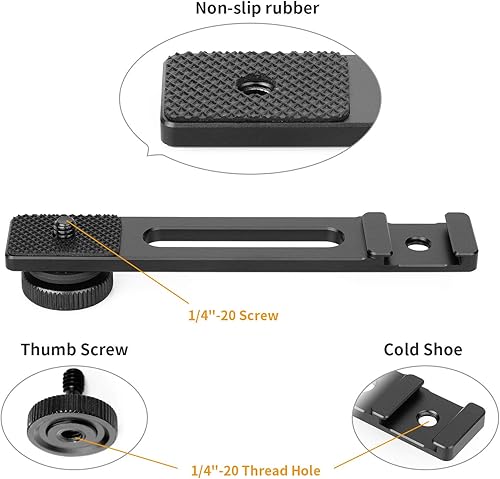 Miniatura 4 de ChromLives Barra de extensión de soporte de zapata fría, extensión de zapata, soporte de micrófono con tornillo de trípode de 14 pulgadas compatible