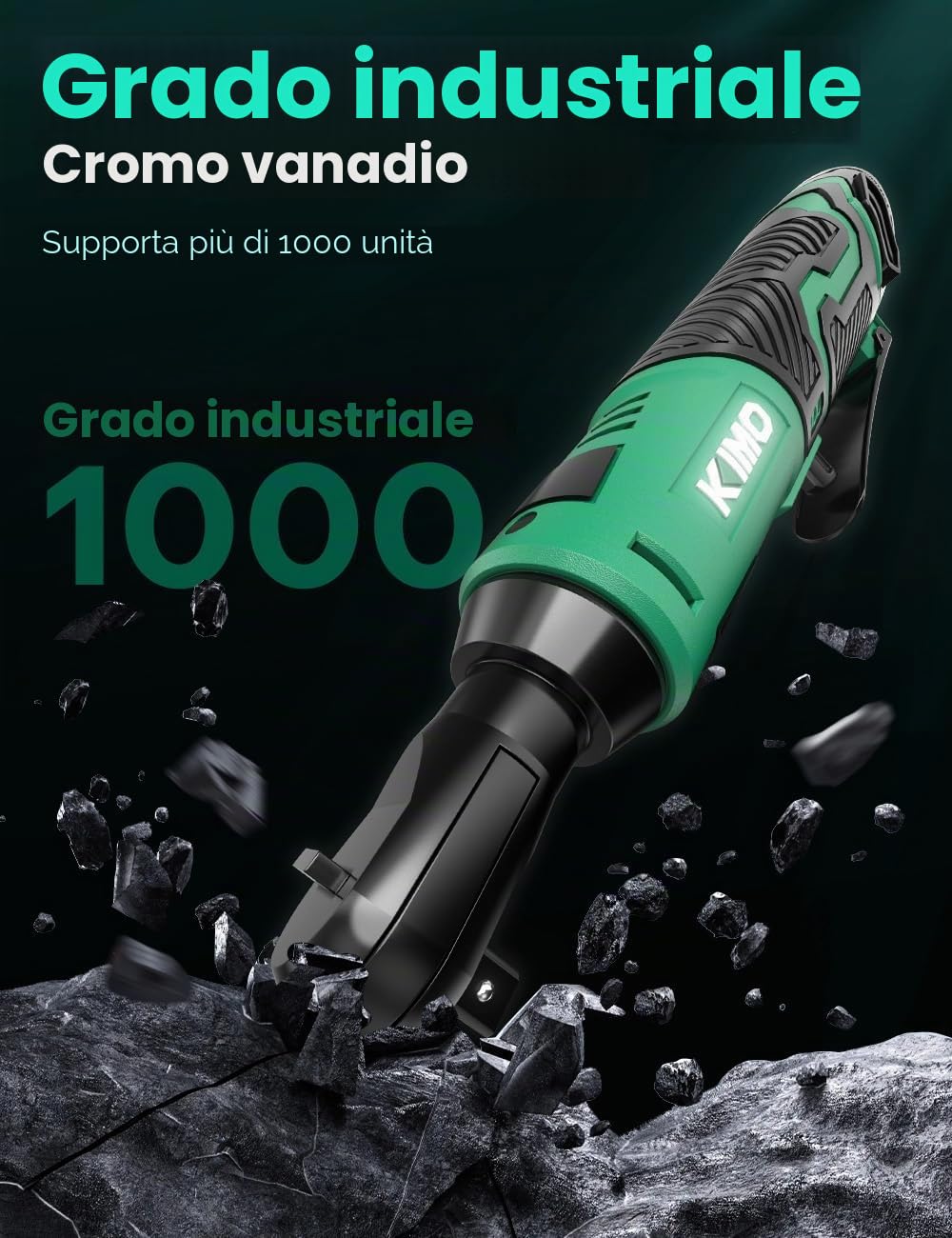 K I M O. Set di chiavi a cricchetto elettriche senza fili, 40 Ft-lbs, 400 RPM, 3/8" 12 V, kit a cricchetto senza fili con ricarica rapida da 60 min, trigger a velocità variabile, confezione da 2
