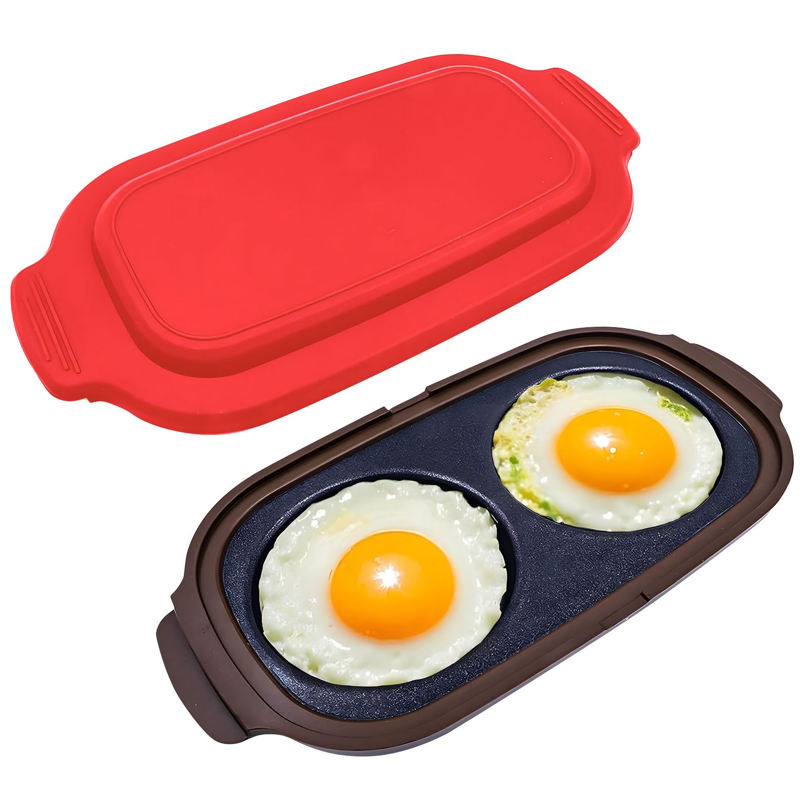 Xjdzineq Microwave Safe Eggs Cooker Duals Compartment for Omelets Sandwiches Ergonomic Designs Dishwasher Friendly Kitchen Gadget Travel Friendly Breakfast Cooking Gadget