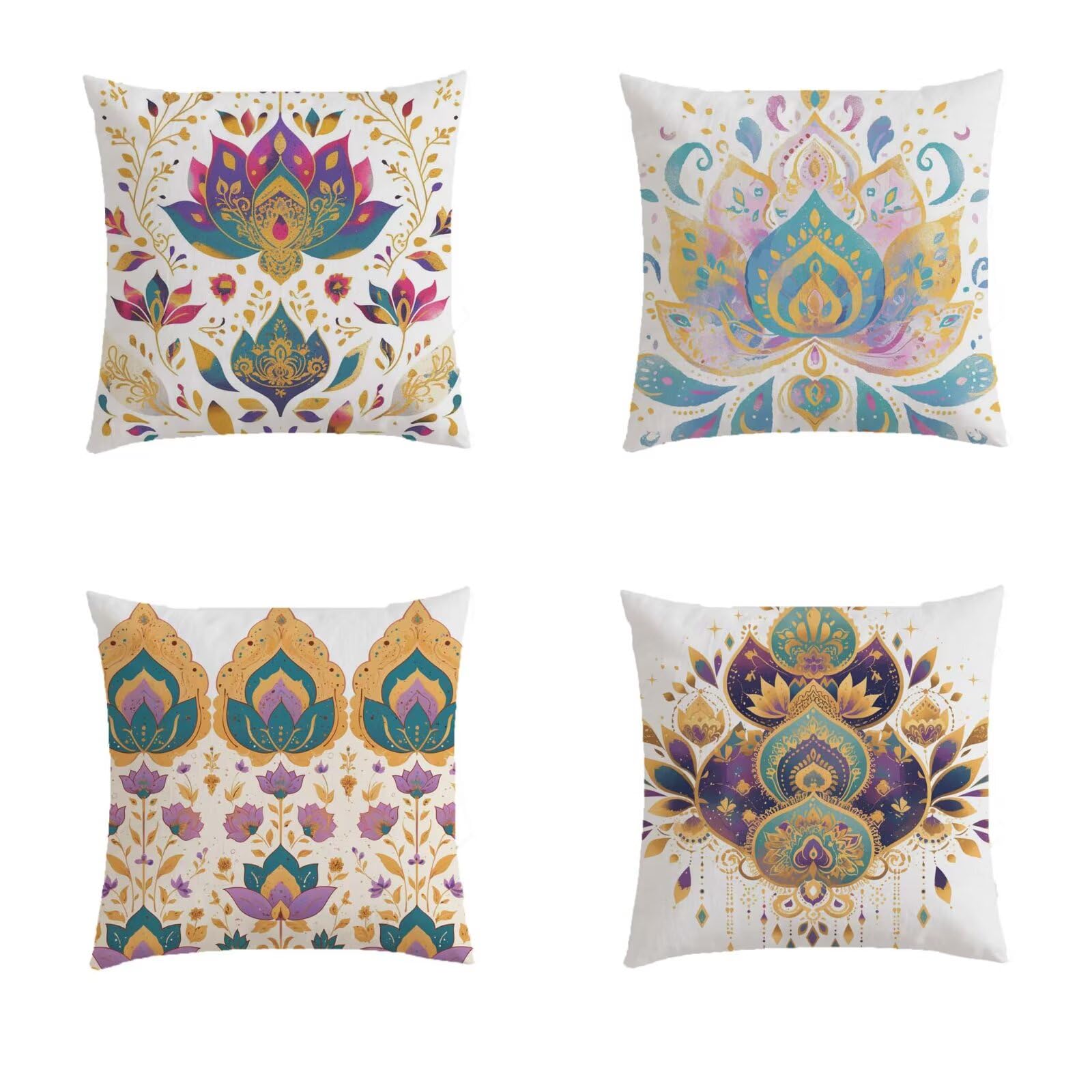 Housse de coussin salon de jardin 45x45cm en lin imprimé double face avec zip invisible