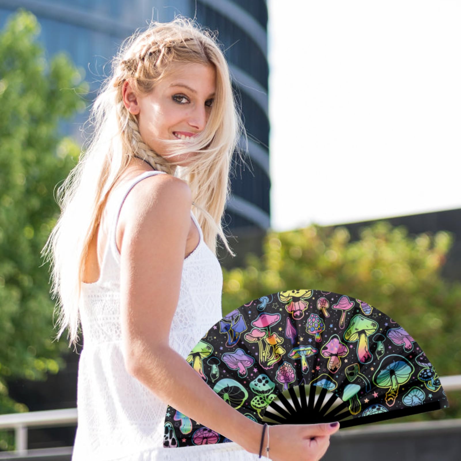 HENGBIRD wachlarze ręczne, składane wachlarze do wyżarzania UV, wachlarze rave, festiwal, chiński japoński styl, składany wachlarz ręczny na imprezę, do tańca, występu