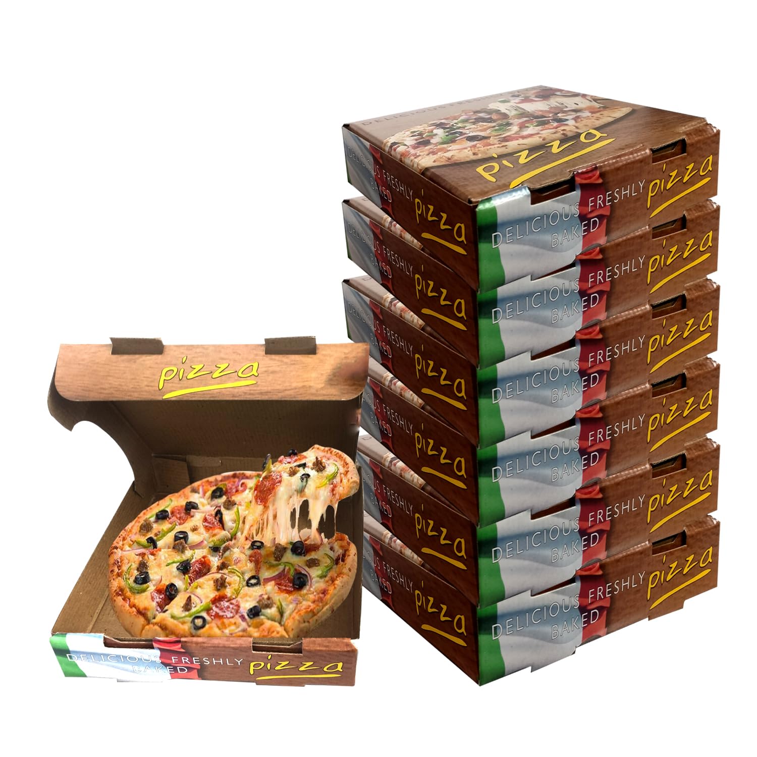 Aakriti Printed Corrugated Pizza Boxes for Delivery and Takeaway – Kraft Paper Packaging Boxes (Pack of 50, Small - 7 Inch)-picture-12