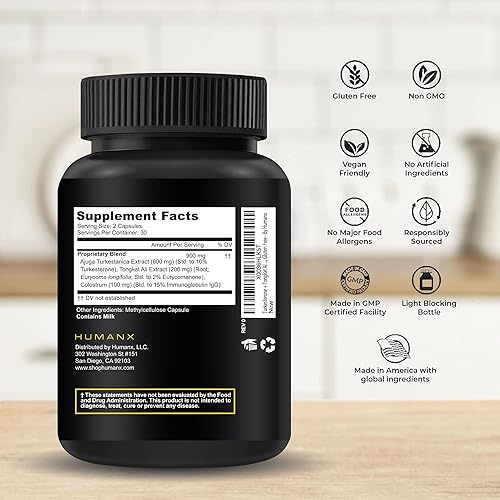 Miniatura 2 de HUMANX Turkesterone Tongkat Ali 900 mg - Apoya la energía la resistencia y la recuperación muscular y el crecimiento - Suplemento de turkesterona