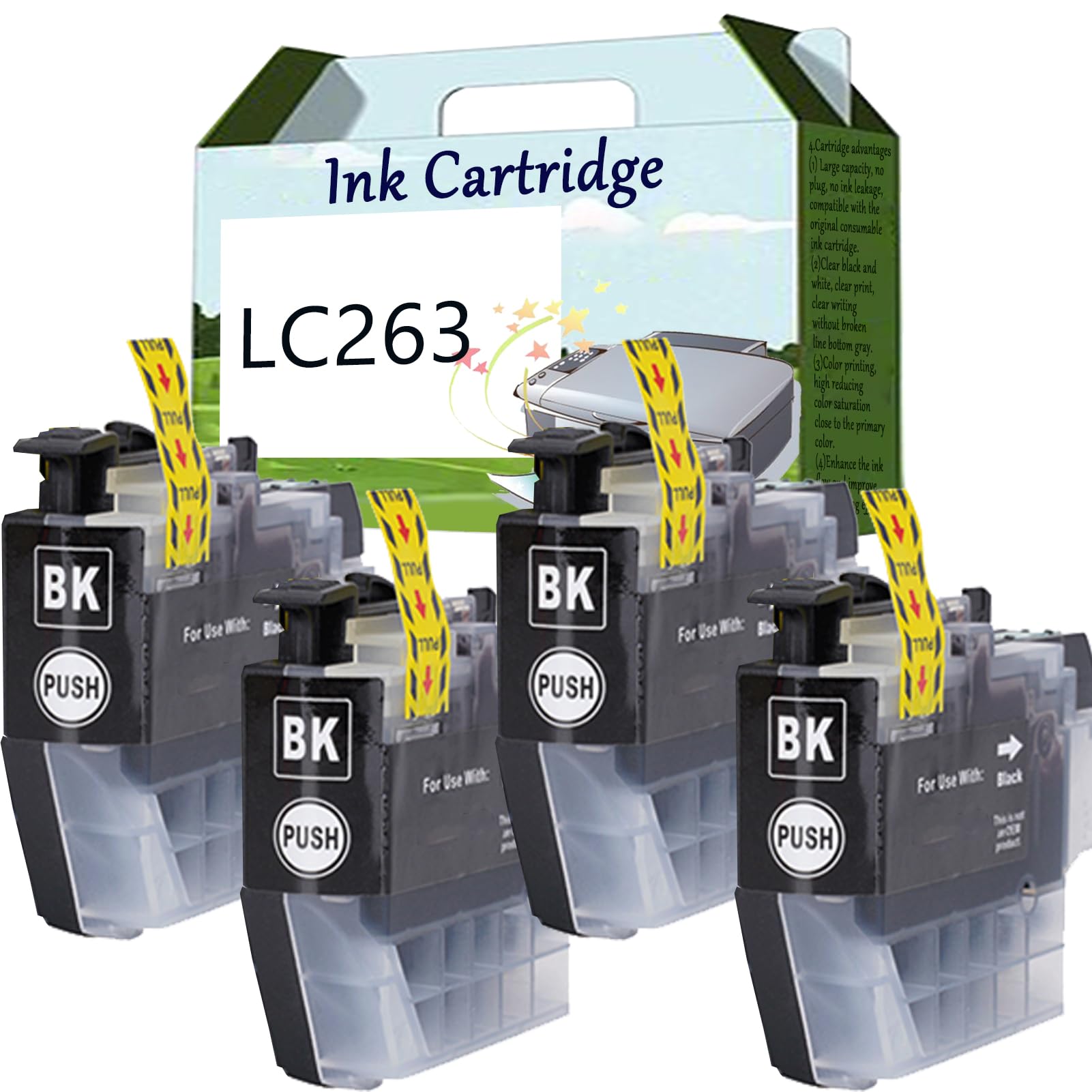 Amazon.com: LC263 263 Compatible Ink Cartridges Black and Color Replacement  for Brother DCP-J562DW MFC-J480DW MFC-J680DW MFC-J88DW Printer 4 Black :  Office Products