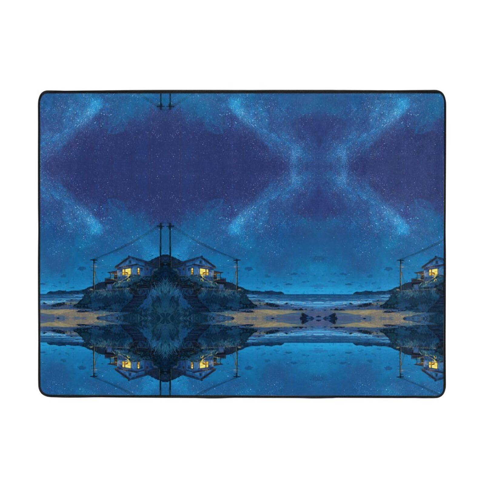 Tapis de sol en flanelle absorbant Seaside Starry Sky ultra résistant