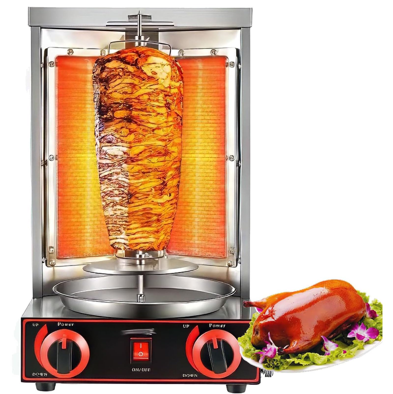 Gril De Four Gyroscopique Vertical À Gaz en Acier Inoxydable avec Bac De Collecte D'huile, Équipement D'ustensiles De Cuisson sans Fumée pour La Cuisine À Domicile De Restaurant Commercial