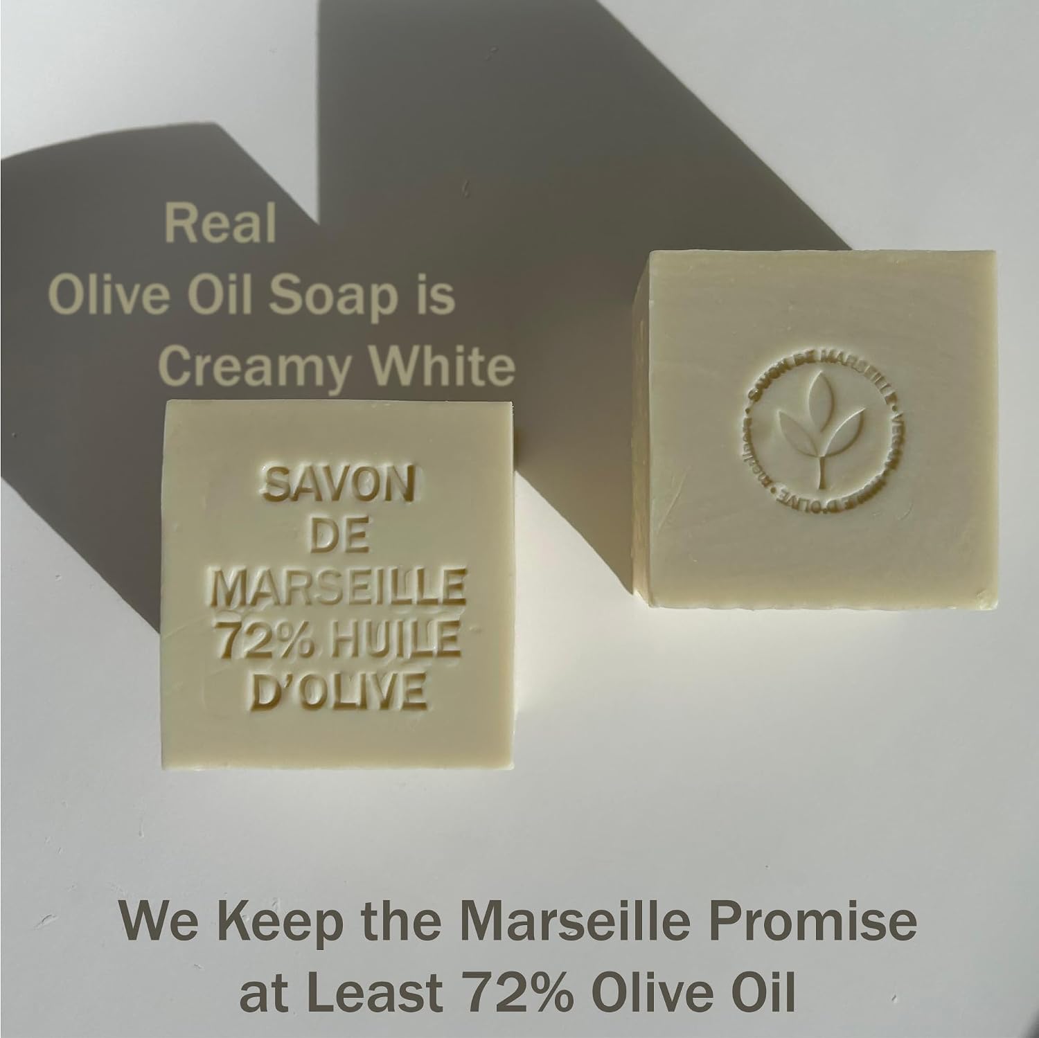 Marseille Soap Bar – 72% Virgin Olive Oil – 13 oz - Vegan - Suitable for All Skin Types - NO SLS, NO SLES, NO PARABEN, NO COLORANTS (Unscented, 1 Pack) image 2