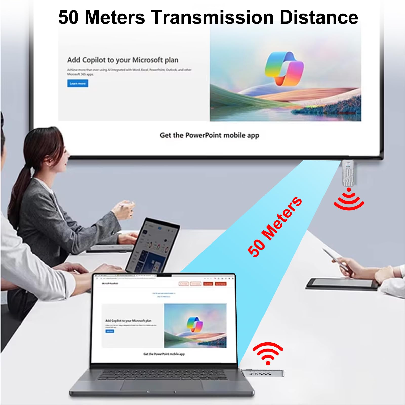 HDMI Transmisor y Receptor inalámbrico, Extensor HDMI de 165FT/50m, decodificación 4K y Salida 1080P, portátil Plug&Play de 5G+2.4G para transmitir Video y Audio a un Monitor Desde Laptop/PC/TV Box