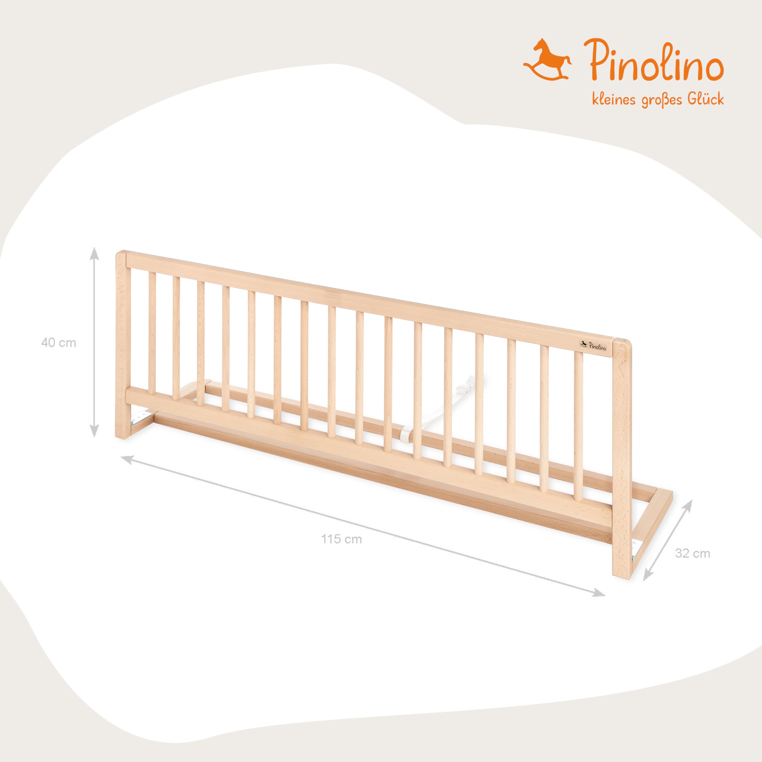 Pinolino Recinto di sicurezza per culla, recinto di sicurezza pieghevole, cameretta per bambini, protezione anticaduta, 120 x 32 x 40 cm, trasparente