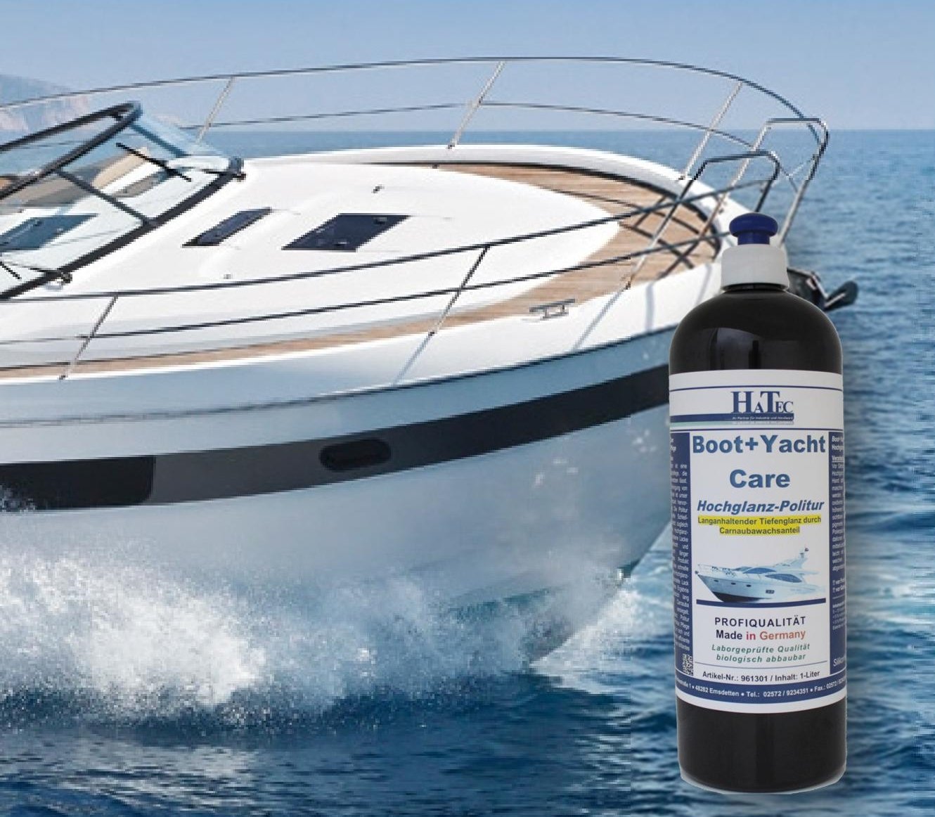 Boot+Yacht Care - Lucidante, 1 litro, a base di cera carnauba, per barca, per la cura della barca, per la lucidatura di yacht