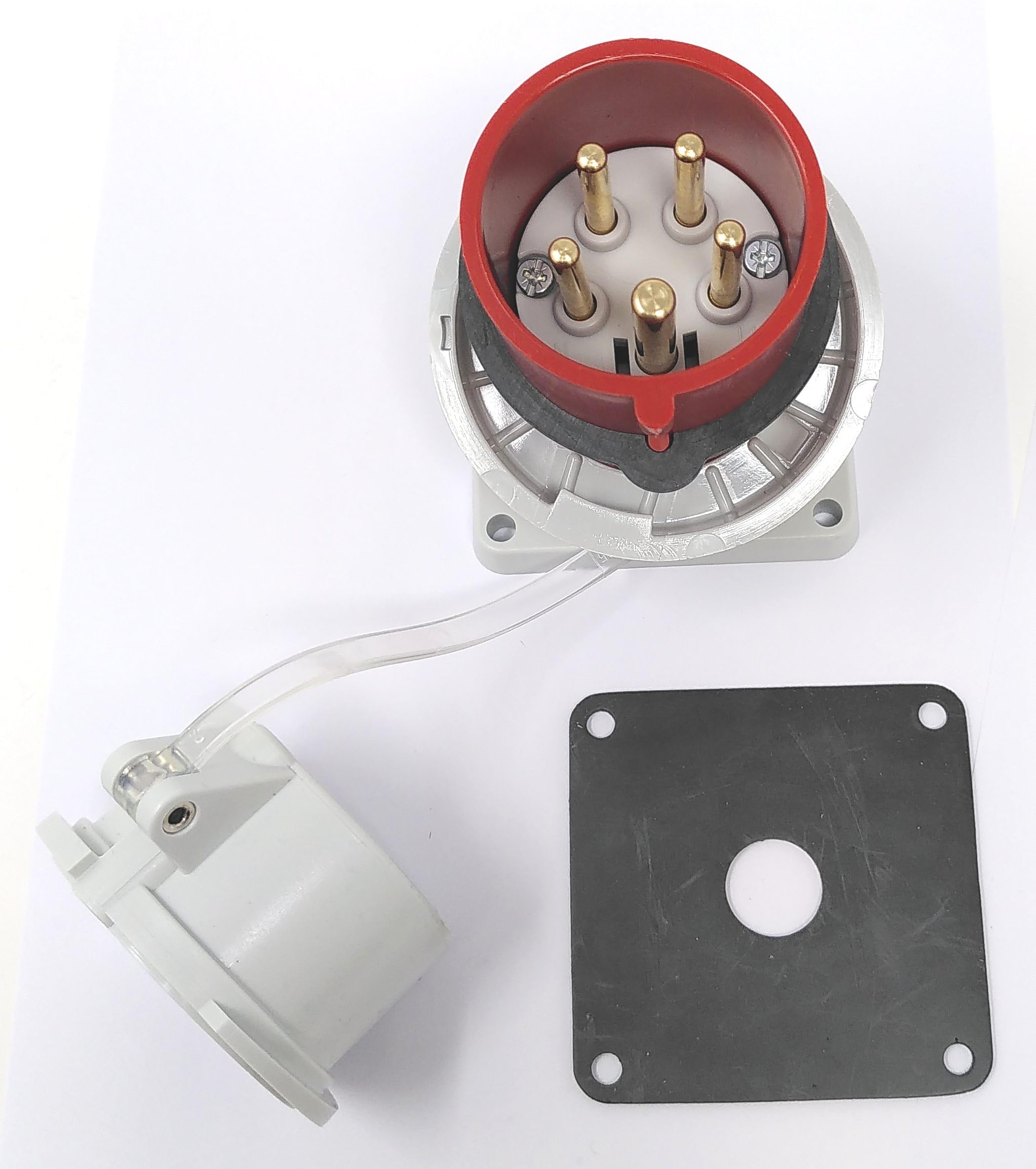 Mennekes 1253 CEE Aufbaugerätestecker 5-polig 16A 5p 6h 400V IP67 Aufbaustecker mit Schutzkappe
