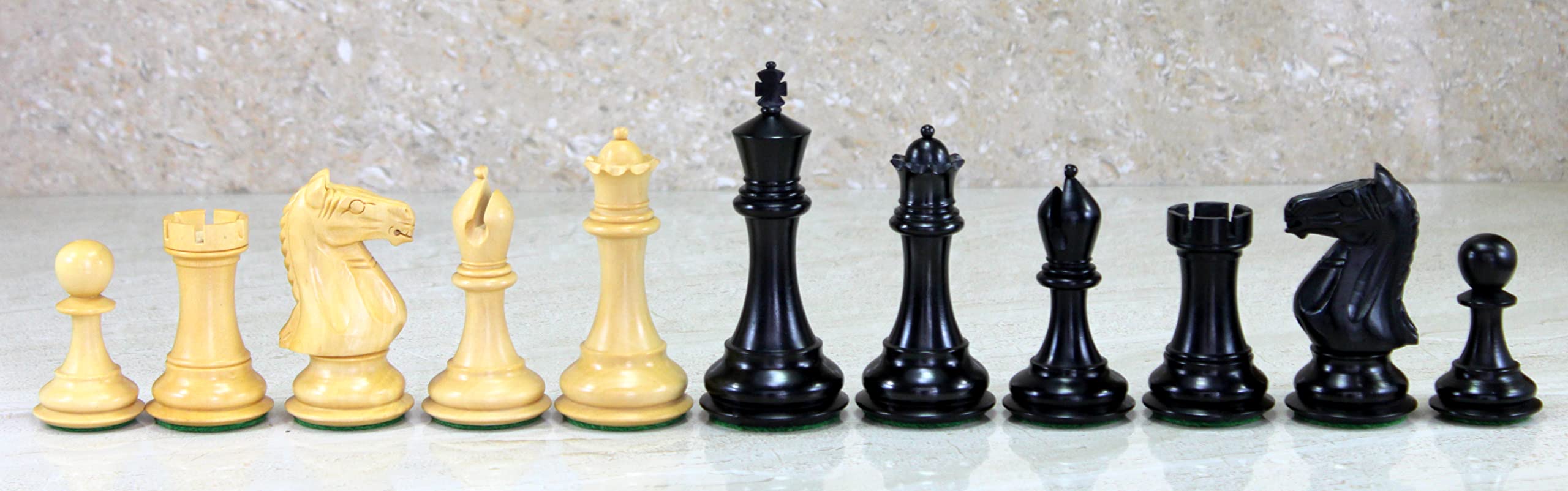 StonKraft Staunton Style Wooden Chess Pieces Chessmen Chess Coins (4" King with Extra queens), Black White, 4" Inch - Image 2