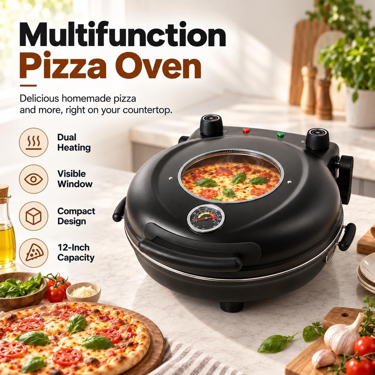 Stazione for pizza da interno multifunzione, larghezza 122-788 °F