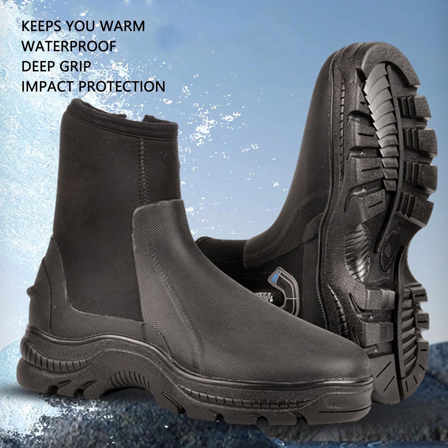 High Top Diving Boots, 5mm Thickness Rubber Non Slip Sole Soft Lining Water Boots Wading Boots for Snorkeling Swimming Surfing