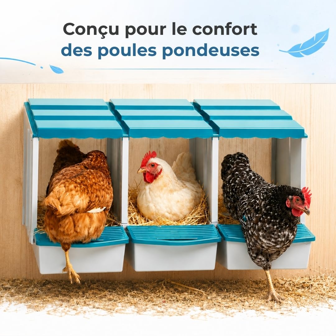 Pondoir pour Poules avec 3 Faux œufs, Sac en Tissu pour œufs, Manuel et Guide d'incubation - Nid Poules pondeuses - Poulailler pondoir résistant | Sac en tissu pour œufs, manuel inclus, guide d'incubation, résistant et facile à nettoyer