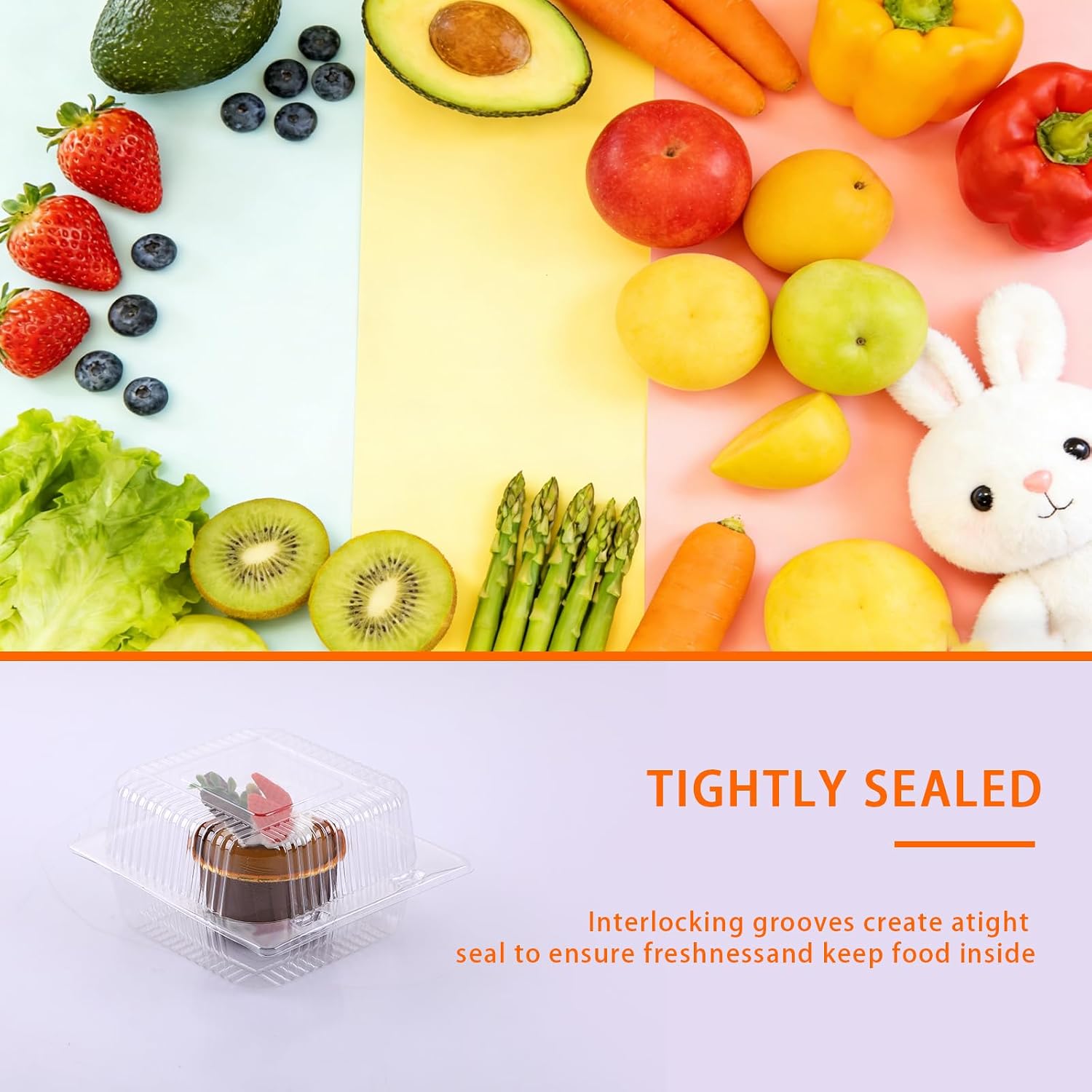 100-Pack Clear Plastic Containers, Lightweight Disposable Lidded Food Boxes, Suitable for Burgers, Salads, Sandwiches, Desserts
