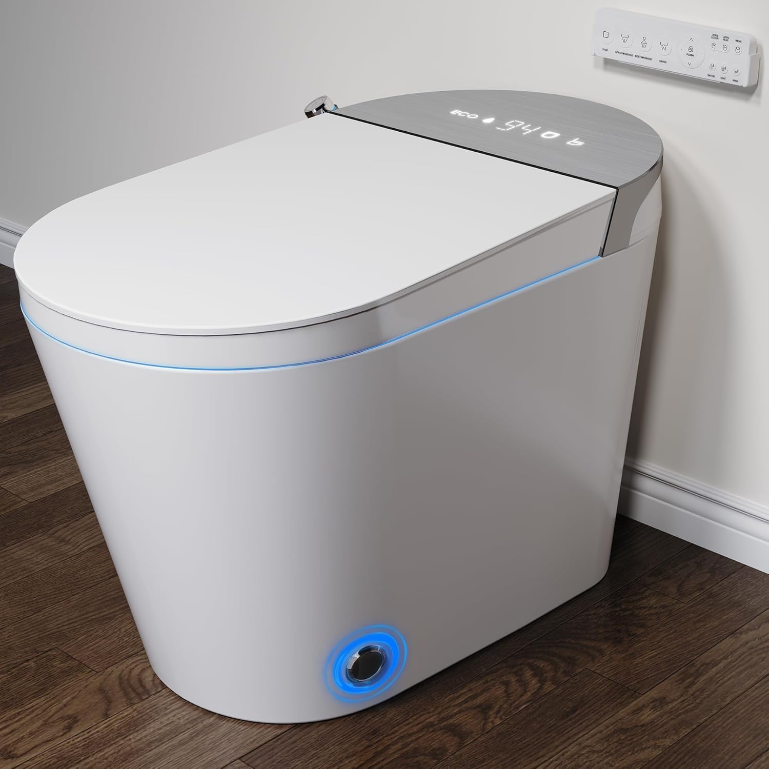 Tankless smart toilet with bidet, one-piece design