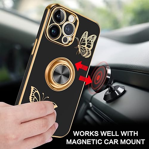 Miniatura 6 de BENTOBEN Funda para iPhone 13 Pro Max, funda para teléfono iPhone 13 Pro Max, delgada y bonita mariposa chapada en 360, soporte magnético para