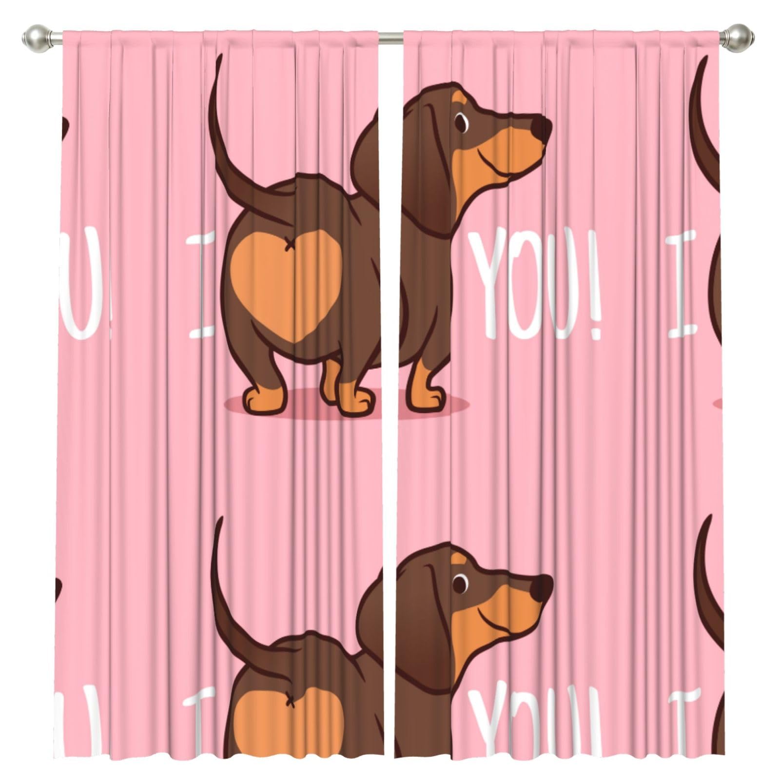 InOmak Dachshund Puppy Dog, 2 Panels Window Curtains 52 x 84 Inch Blackout Curtains for Living Room Bedroom