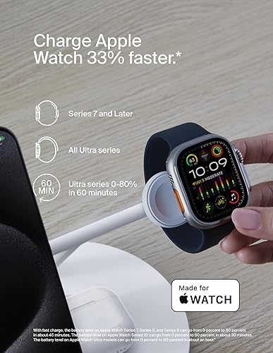 Miniatura 4 de Cargador compatible con Belkin MagSafe, estación de carga inalámbrica 3 en 1, carga inalámbrica certificada Qi2 de 15 W para Apple iPhone serie 17