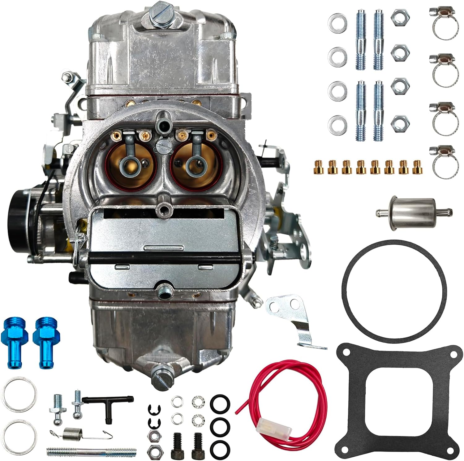 Carburetor 650 CFM 4150 Model 4 Barrel Double-Pumper Compatible with Holley Quick Fuel Brawler Diecast Carburetors with Mechanical Secondaries Electric Choke, Square Bore Flange Replace#BR-67255