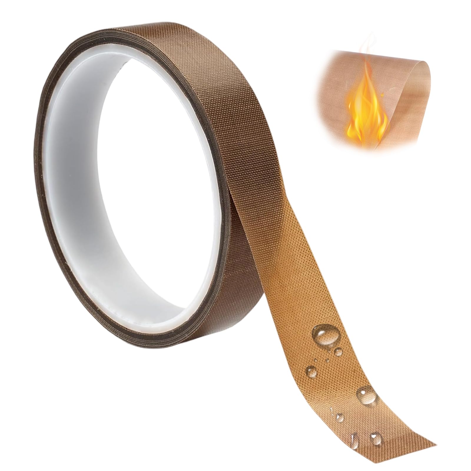 Cinta de Teflón de Alta Temperatura, 13MM X 10M PTFE Cinta de Alta Temperatura Fibra de Vidrio Cintas de Teflón PTFE Recubierto Tela Autoadhesiva para Vacuna Manos Y Impulso Selladores Adhesiva