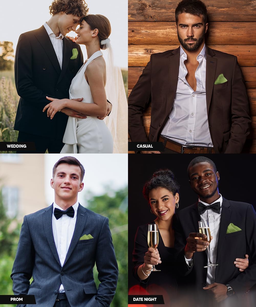 Suit Pocket Square for Men, 17x17 Silky Satin Solid Men’s Pocket Square