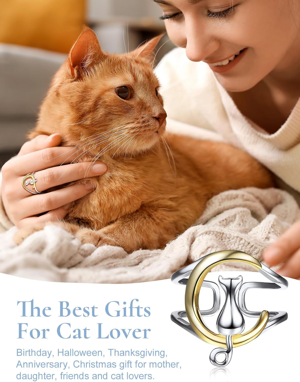 SILVERCUTE 925 Sterling Silver Cat on The Moon Wrap Liberia Ubuy