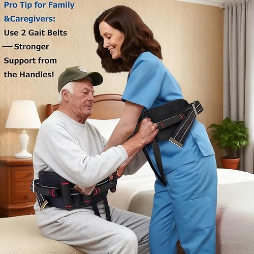 Miniatura 7 de Aliseniors Cinturón de transferencia de cinturón de marcha de 500 libras para personas mayores con asas, asistencia médica de levantamiento de