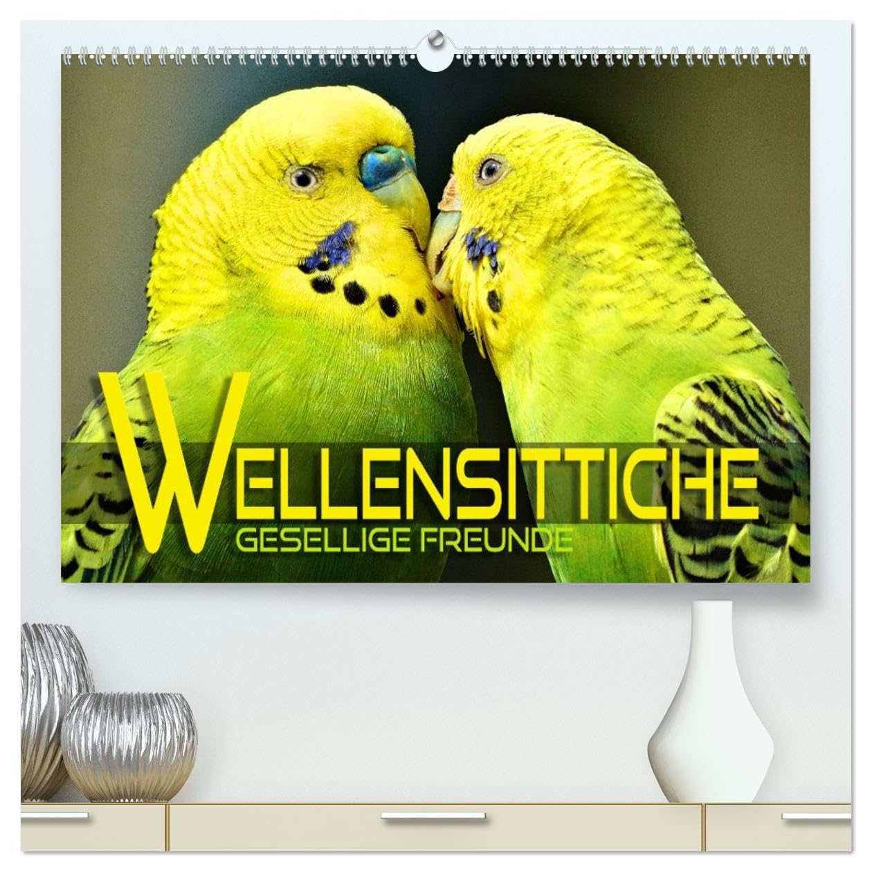 Wellensittiche - gesellige Freunde (hochwertiger Premium Wandkalender 2026 DIN A2 quer), Kunstdruck in Hochglanz: Bezaubernde Bilder niedlicher Wellis unterschiedlicher Farbgebung (CALVENDO Tiere)