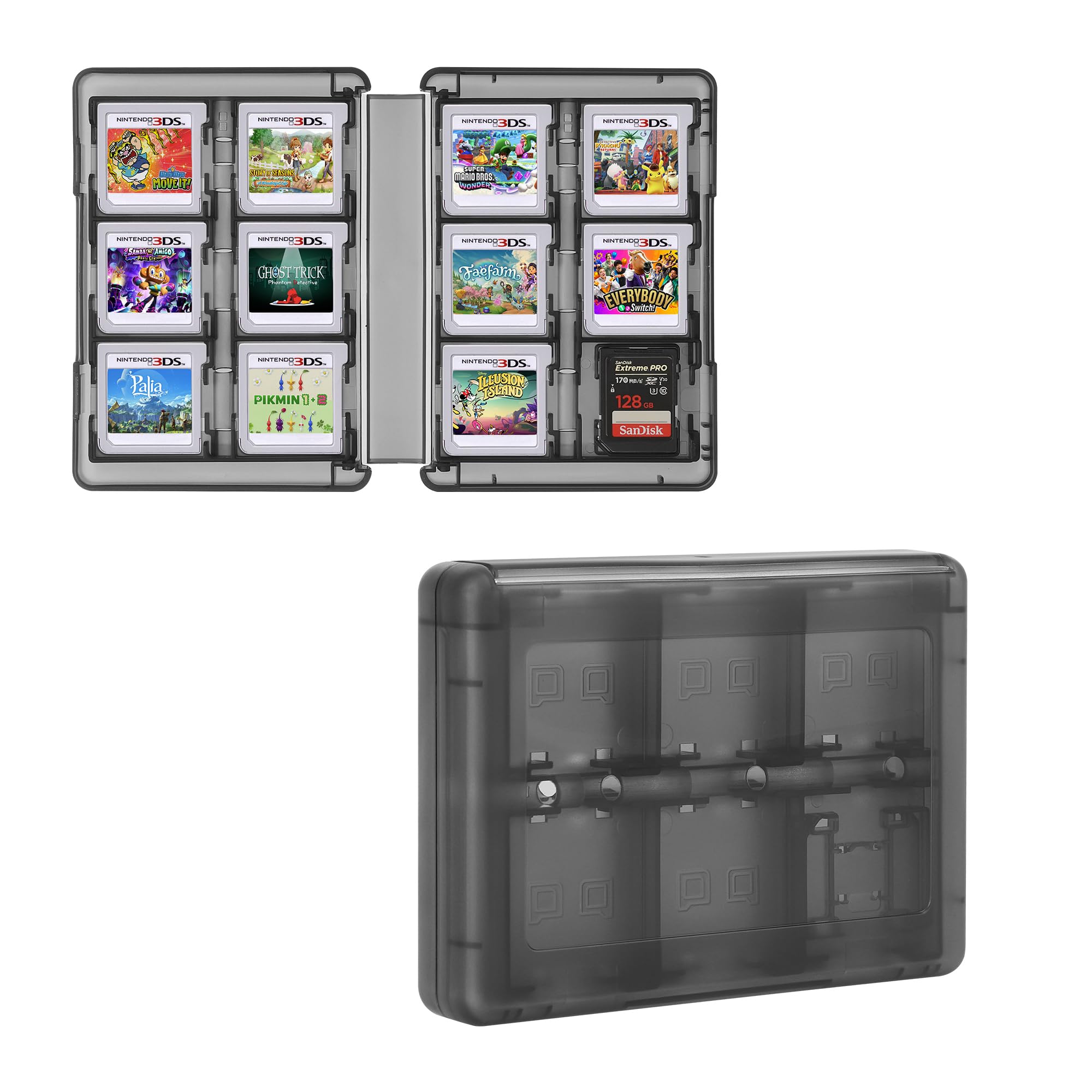 kwmobile Estuche juegos compatible con Nintendo 3DS - Caja para cartuchos 28x - negro