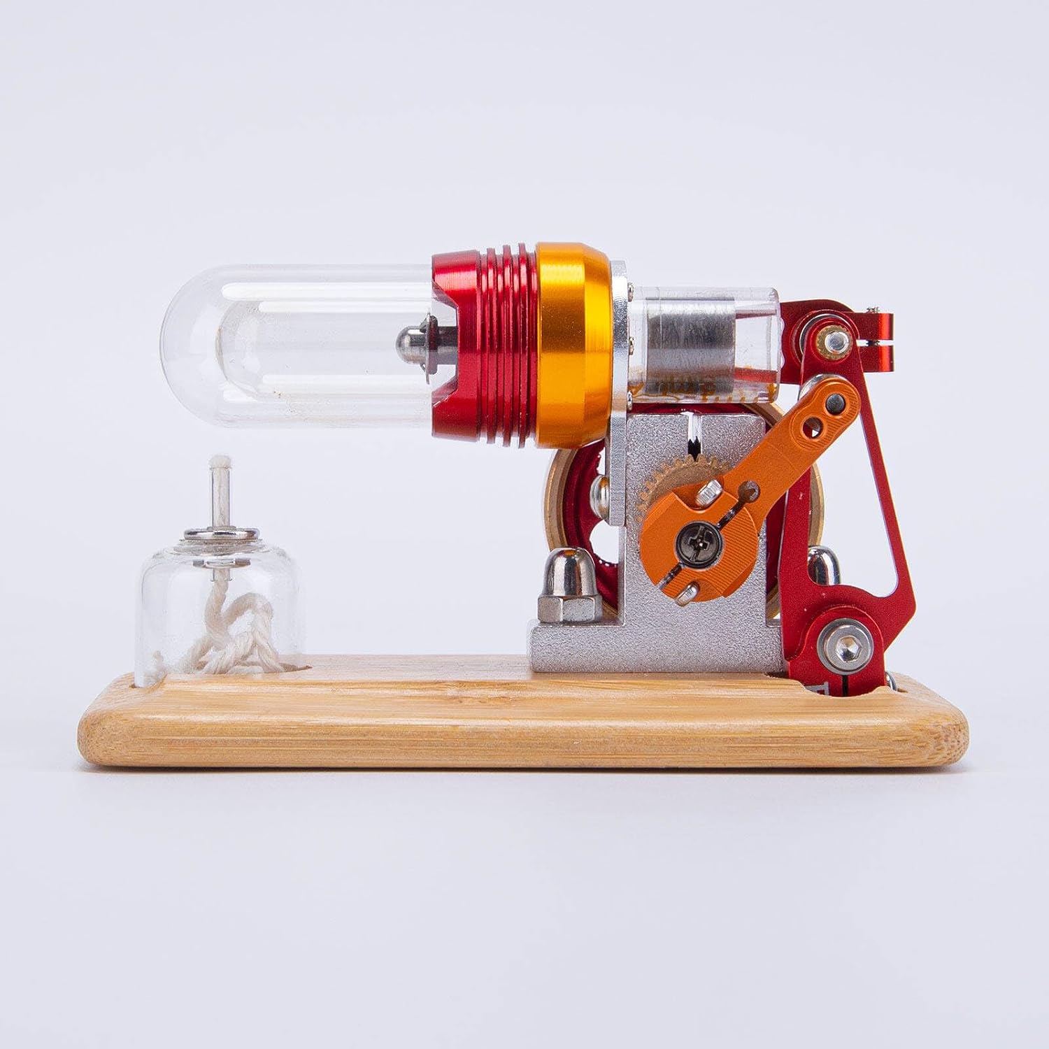 Mini Hot Air Stirling Engine Kit, Free Piston Metal Stirling Engine External Combustion Engine Model, Science Physical Desktop Engine Experiment Toy for Adults