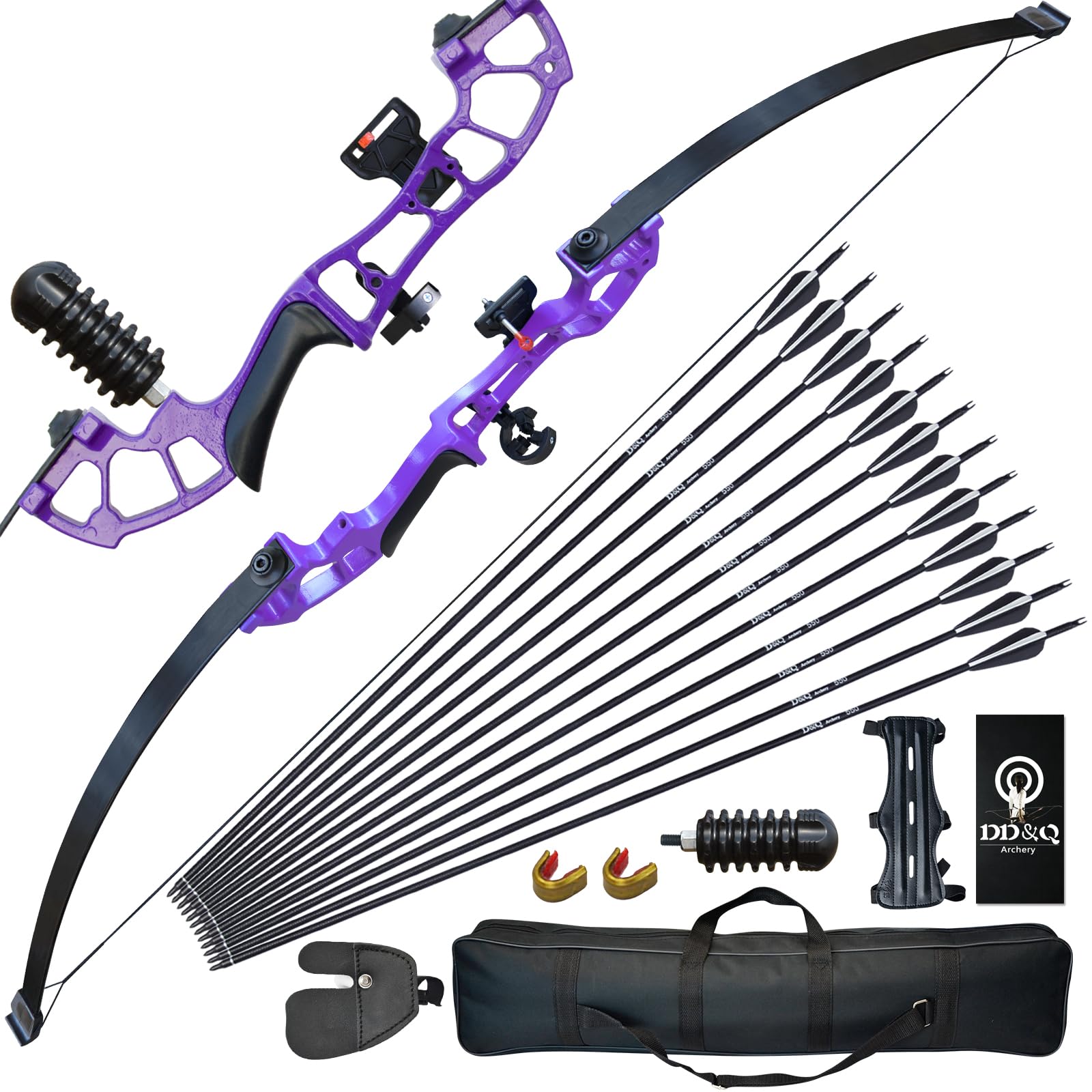 Archery Set Adult Takedown Bow and Arrow Set, Right Hand Metal Riser Recurve Bow, 30lb 40lb 51'' Longbow for Adult Teens Beginner Hunting Shooting Practice